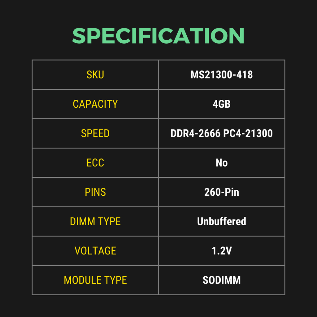 4GB NEMIX RAM DDR4-2666 PC4-21300 non-ECC SODIMM