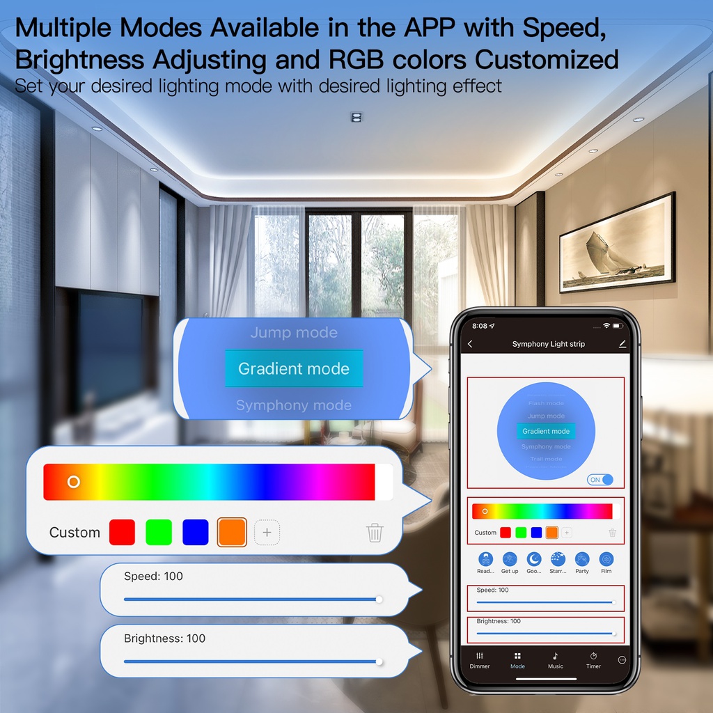 MOES Smart RGB LED Strip 5M, Wi-Fi