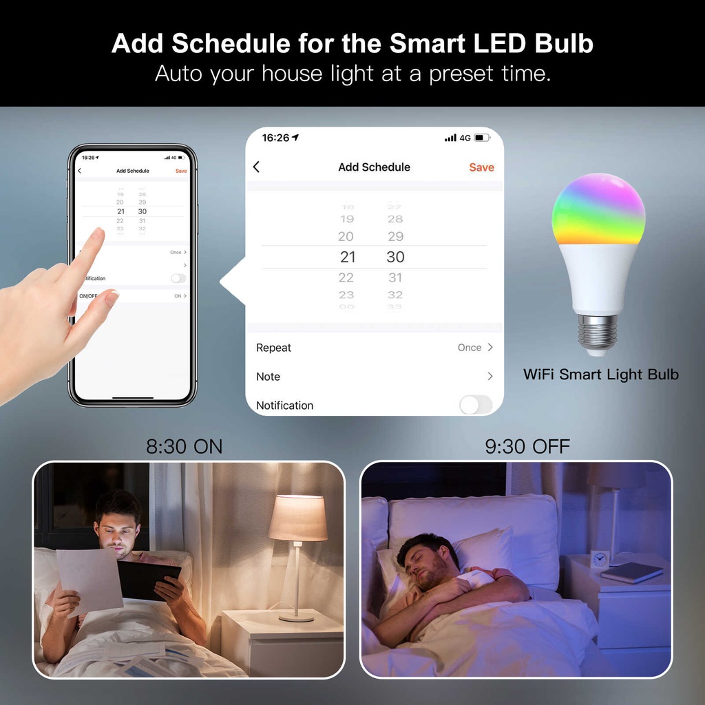 MOES Smart RGB Light Bulb, Wi-Fi