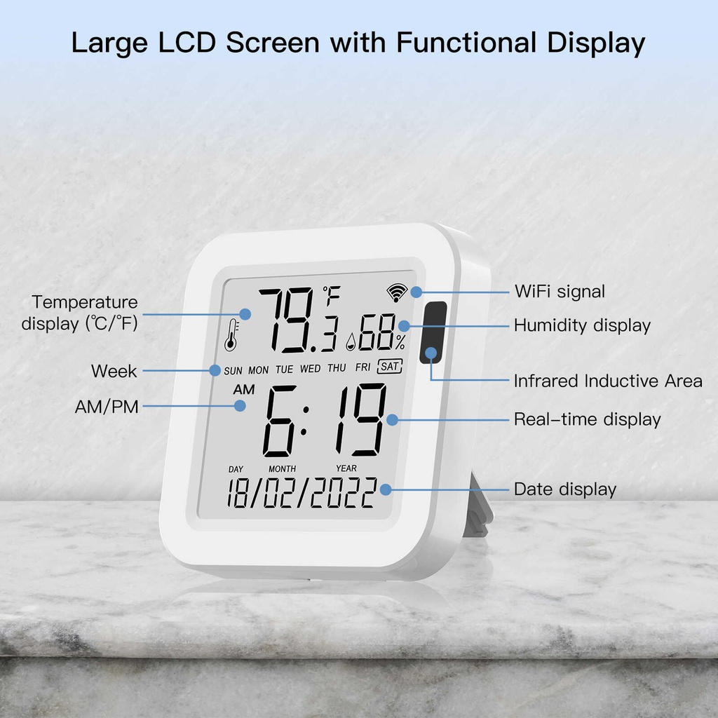 MOES Smart Temperature &amp; Humidity Sensor, Wi-Fi