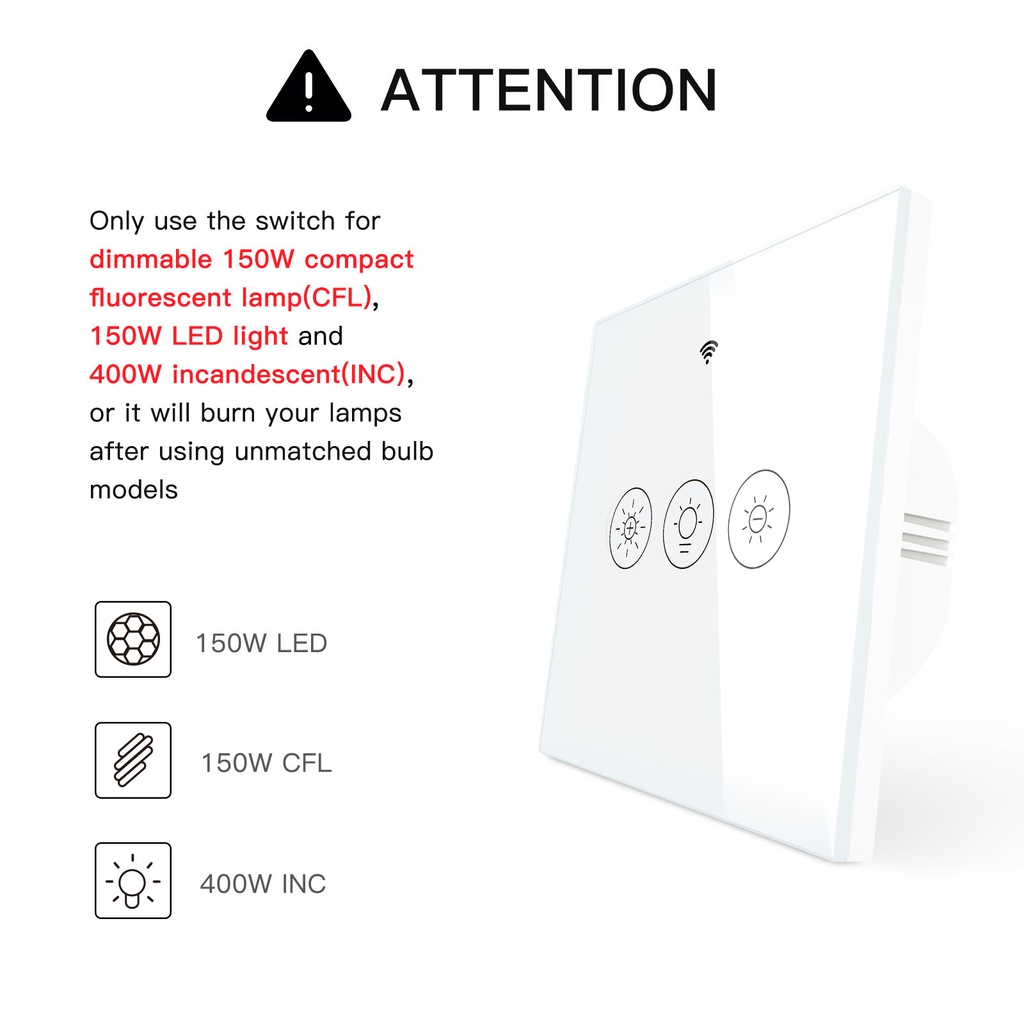 MOES Smart Dimmer Switch, Wi-Fi