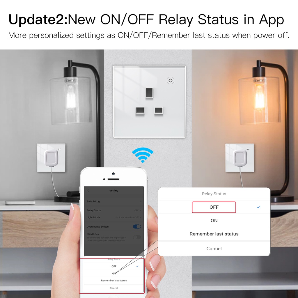 MOES Smart Wall UK Socket, Wi-Fi